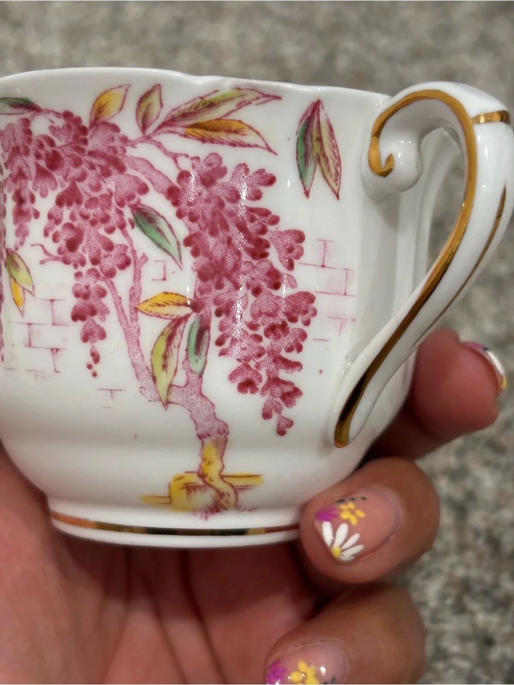 Vintage Royal Stafford Maded in England Bone China Teacup Saucer Set “Wisteria”